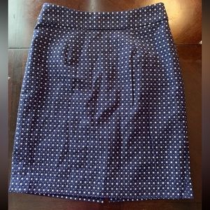 Banana Republic Pencil Skirt Navy Blue White Squares Fully Lined Size Petite 6